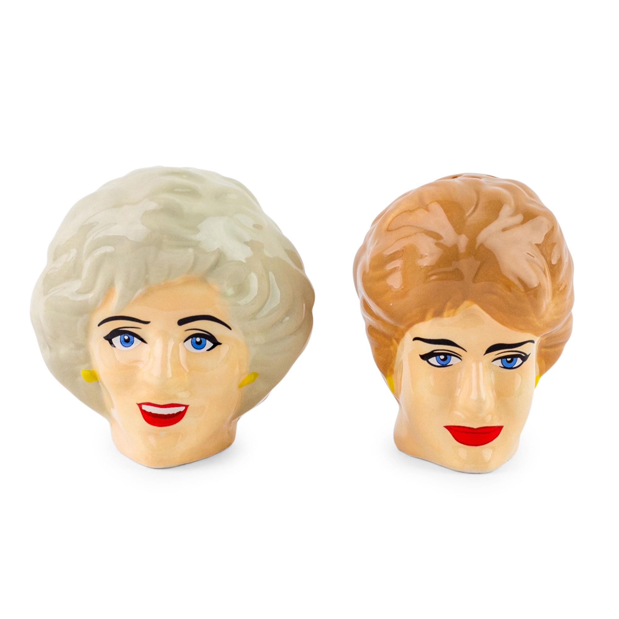 Front. Silver Buffalo - The Golden Girls Rose and Blanche Ceramic Salt and Pepper Shakers | Set of 2 - Beige.