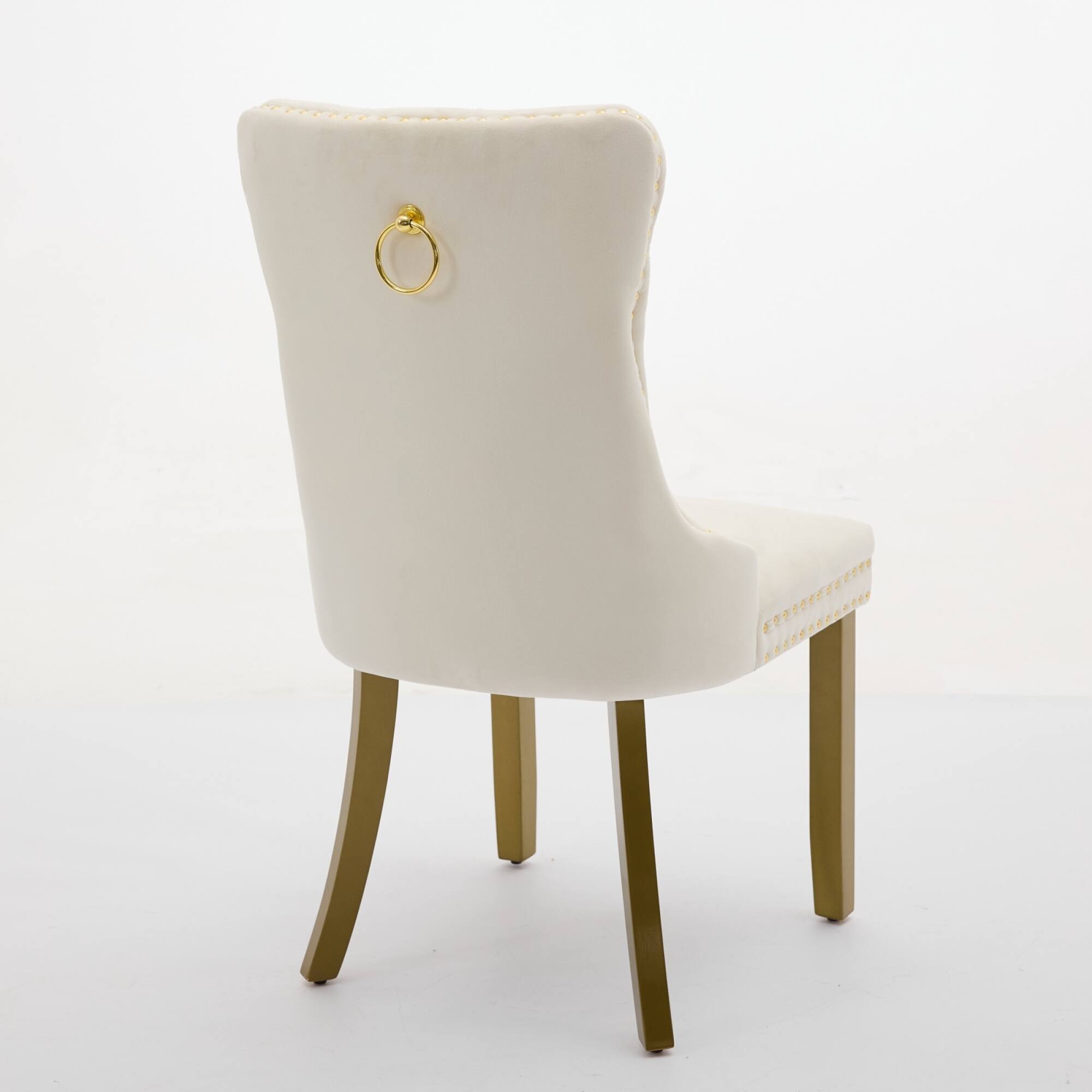 Alt View 1. GOODSILO - Modern High-End Tufted Velvet Upholstered Dining Chairs with Solid Wood Legs and Nailhead Trim, Set of 2 - Milk White.