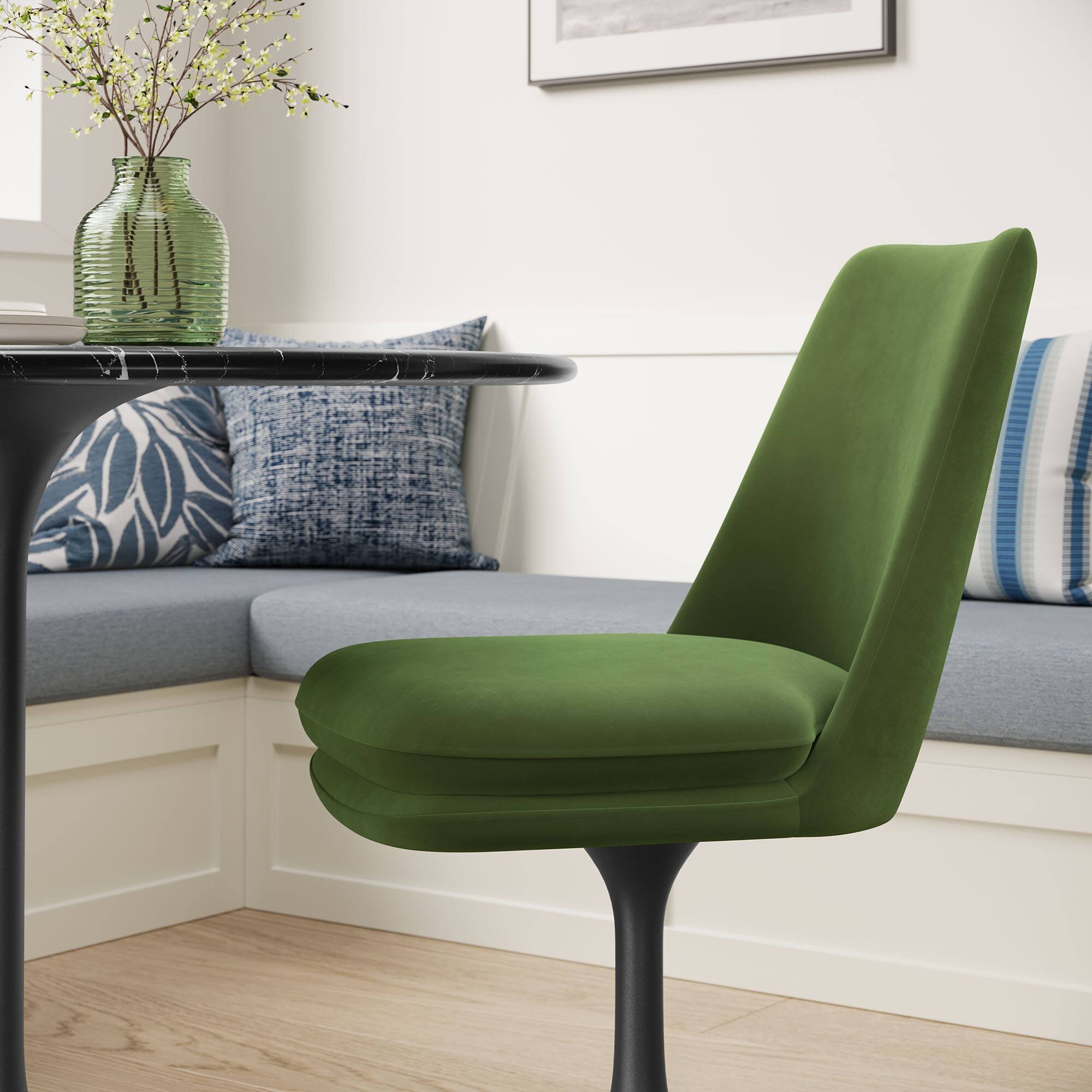 Alt View 1. Modway - Lippa Swivel Dining Chair by Modway - Black Moss Green.