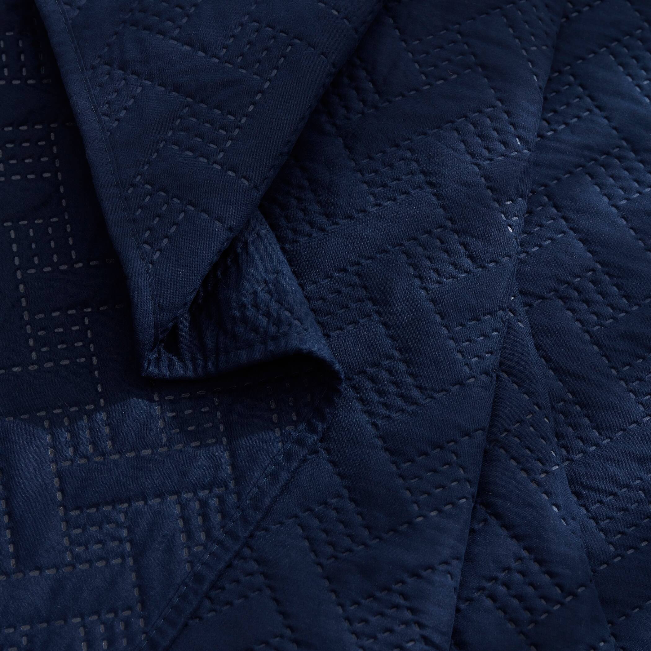Alt View 1. Dan River - Dan River 3 Piece Basket Pinsonic 1 quilt 2 shams - Navy.