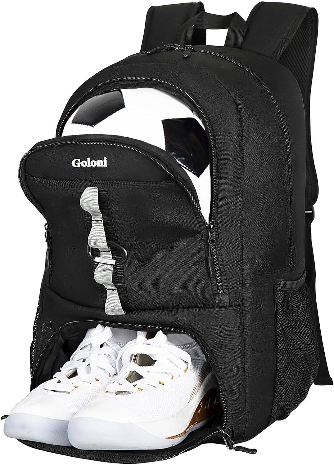 Front. Vulpecula Spade - Youth Soccer Bag,Basketball Bag with Ball Compartment & Shoe Compartment - Black.