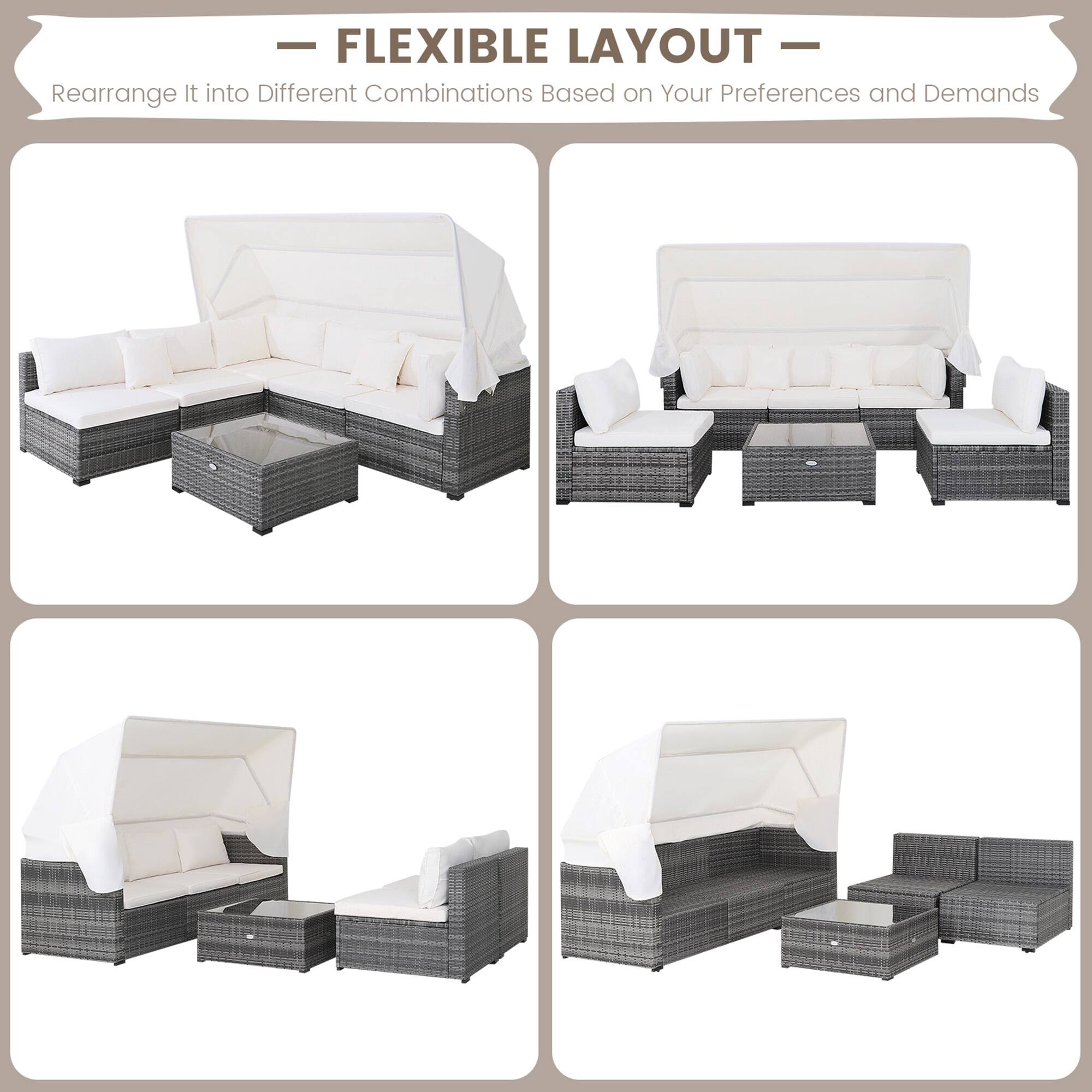 FLEXIBLE LAYOUT
Rearrange It into Different Combinations Based on Your Preferences and Demands