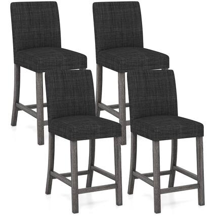 Front. Gymax - Gymax 4PCS 24.5'' Counter Height Bar Stools Modern Fabric Upholstered Kitchen Chairs Gray - Gray.