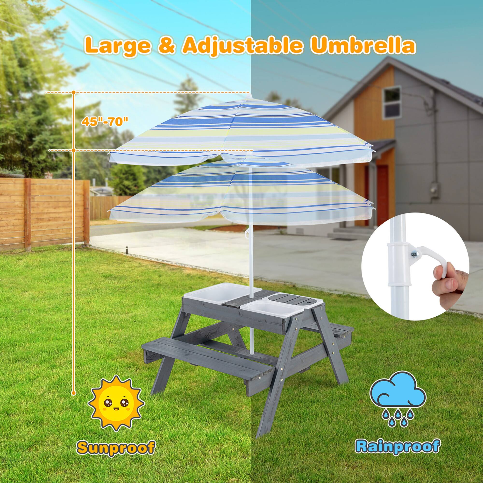 Large & Adjustable Umbrella 45"-70" - Sunproof Rainproof