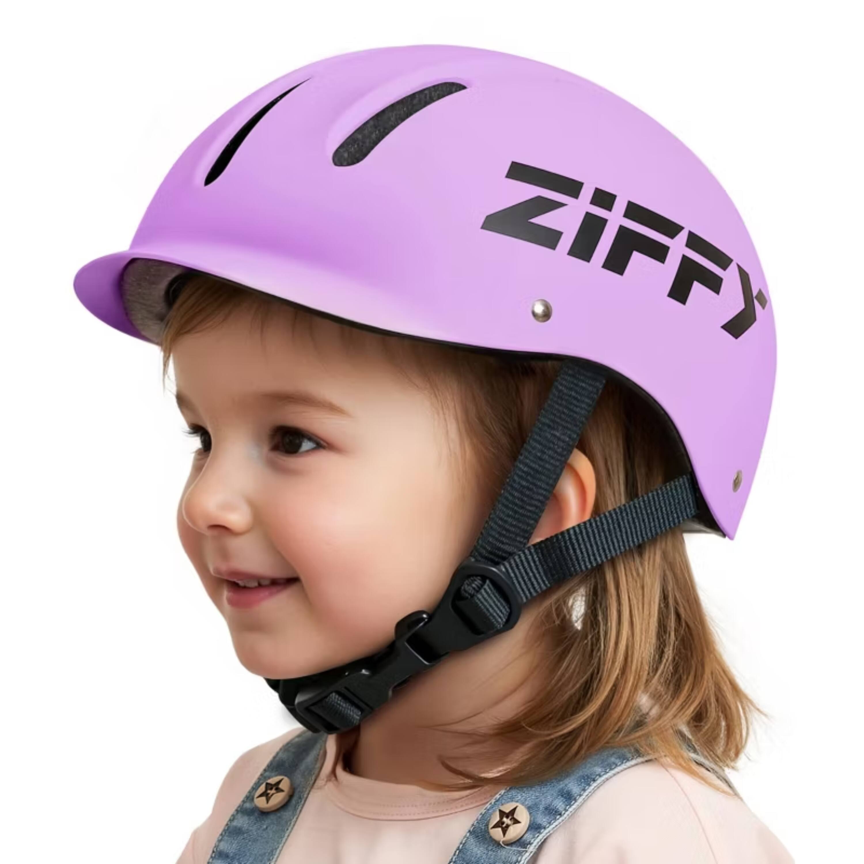 Angle. Joyfy - Adjustable Bike Helmet for Kids Toddlers - Lightweight, Safety Certified Scooter Helmet with Washable Inner Lining - Purple.