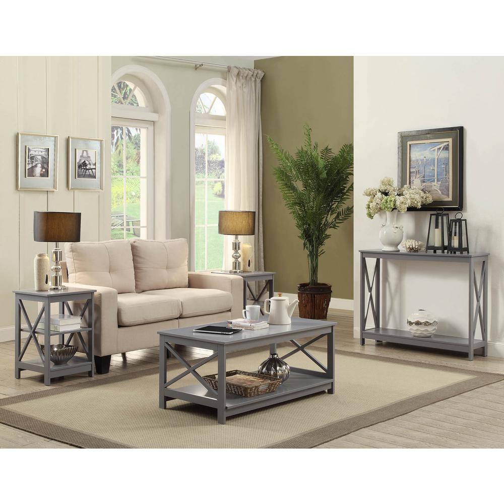 Left. Convenience Concepts - Oxford Coffee Table with Shelf - Gray.