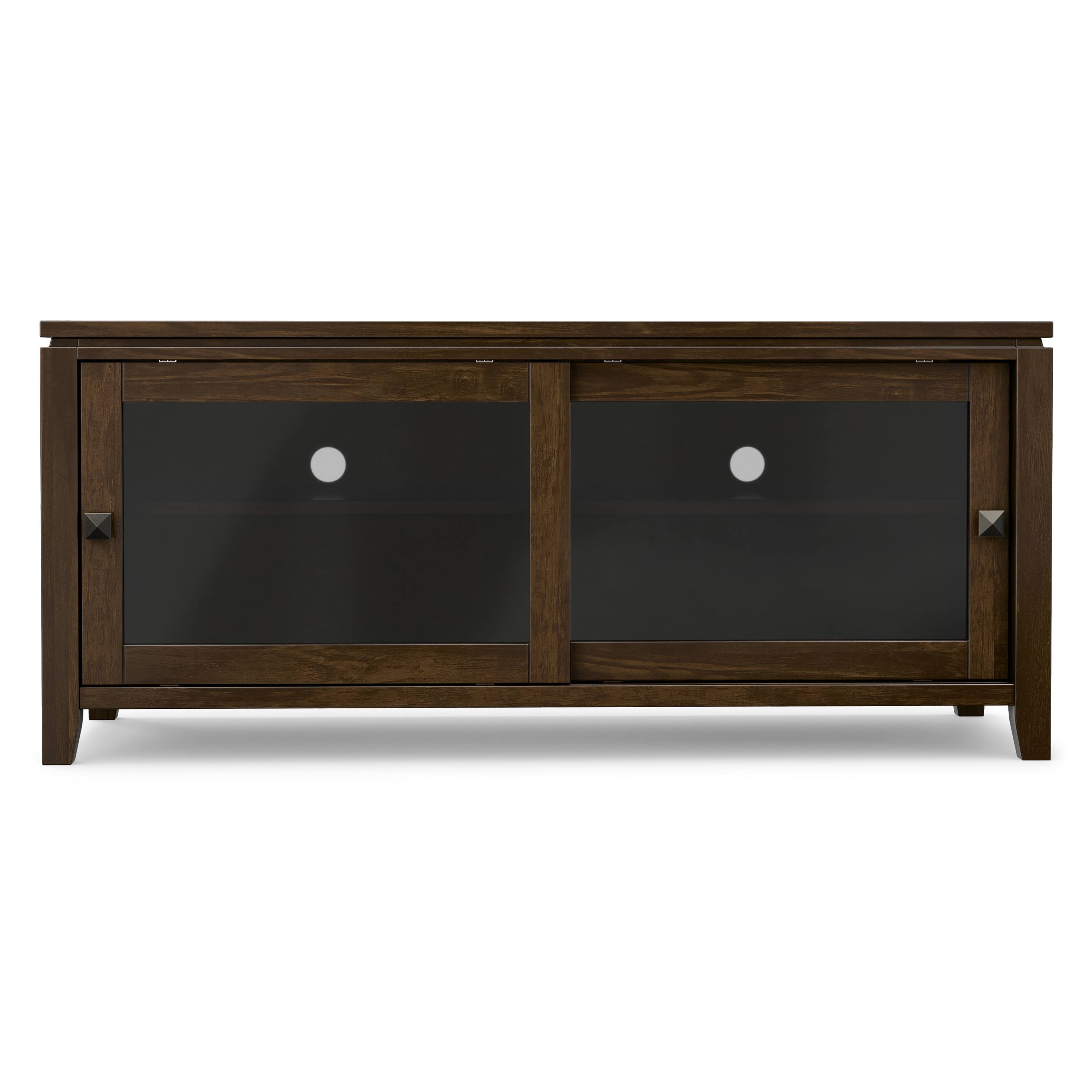 Left. Simpli Home - Cosmopolitan 48 inch Wide Solid Wood TV Stand in Mahogany Brown For TVs up to 55 inches - Mahogany Brown.