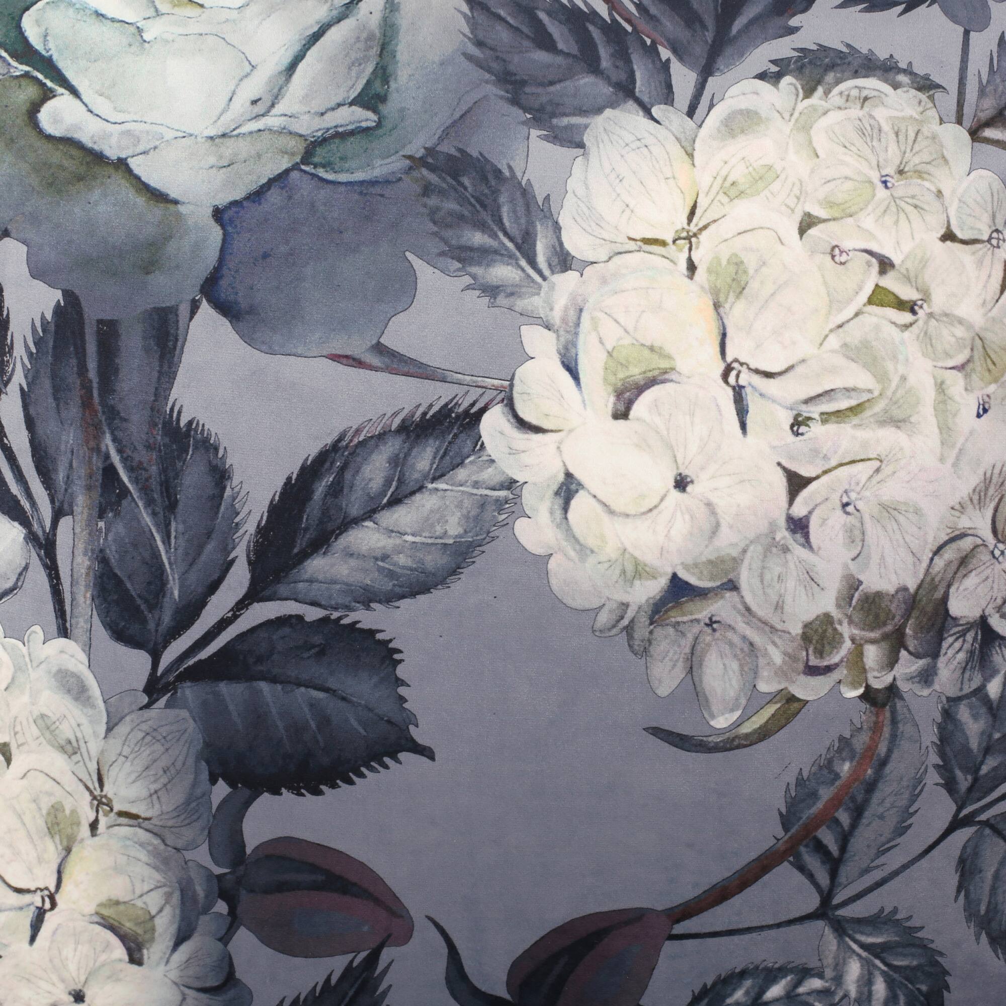 Alt View 2. GOODSILO - Large Square Pouf with Floral Design, Versatile Ottoman or Floor Cushion in Soft Velvet Fabric - Gray+Flower.