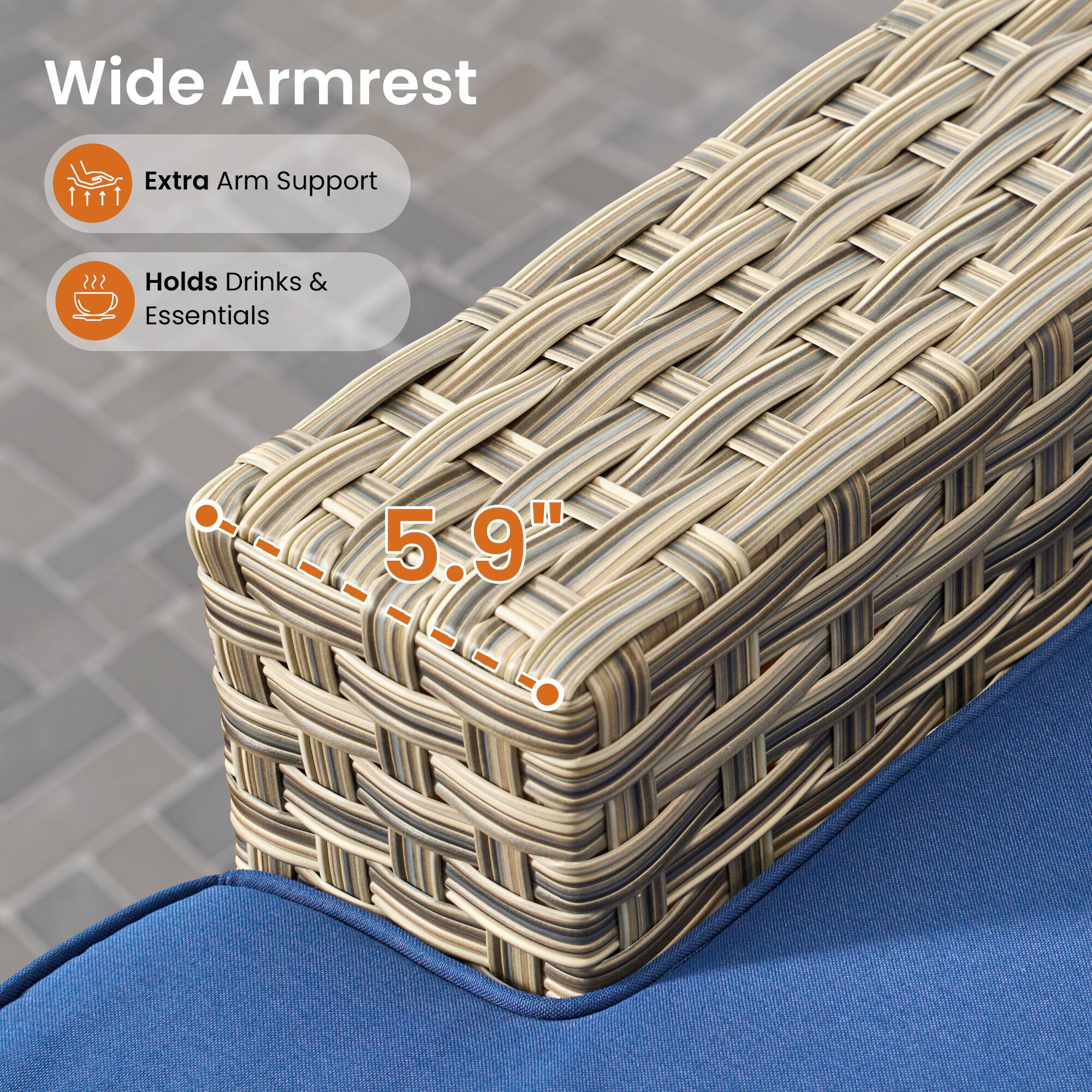 Wide Armrest Extra Arm Support | Holds Drinks & Essentials 5.9"