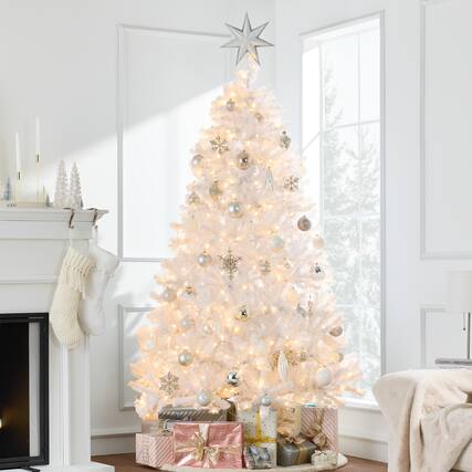 Front. Best Choice Products - Best Choice Products Prelit 7.5ft Artificial Tinsel Christmas Tree Festive Holiday Decoration w/ 1,350 Tips - White - White.