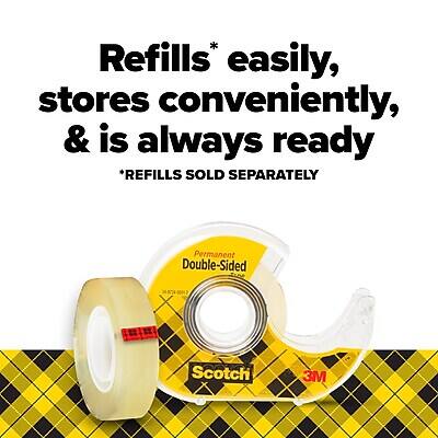 Refills easily, stores conveniently, & is always ready  
*REFILLS SOLD SEPARATELY  

Permanent Double-Sided  
Scotch 3M
