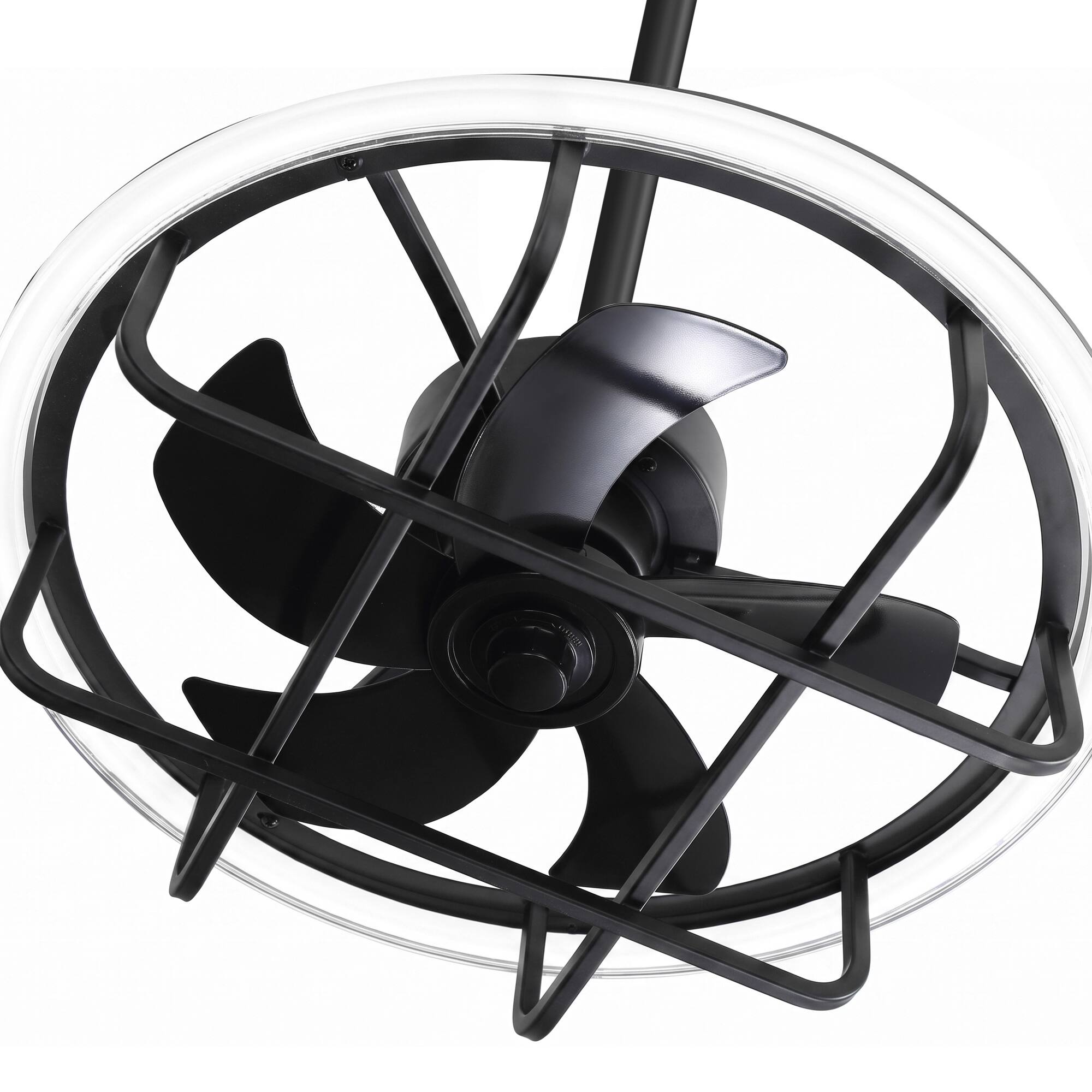 Alt View 10. Breezary - 20-Inch Waterproof LED Ceiling Fan with Light, ABS Blades, DC Motor, Remote Control, 6 Speeds & 2H Timer - Black.