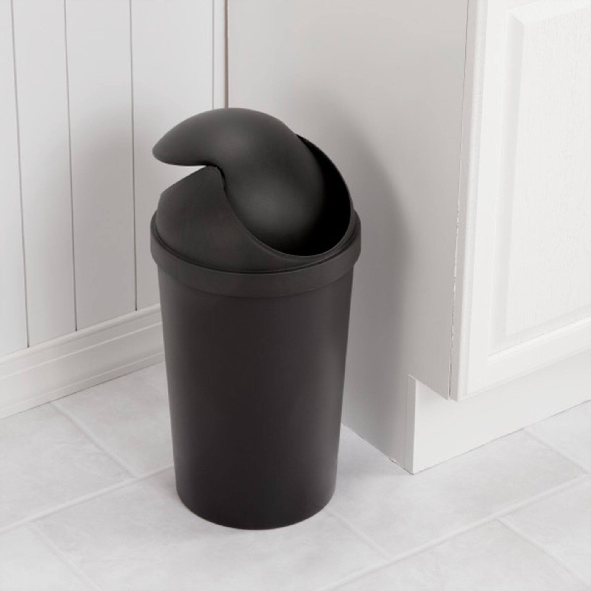 Alt View 2. Sterilite - Sterilite 10839006 3 Gallon Round Swing Top Plastic Wastebasket, Black (12 Pack) - Black.