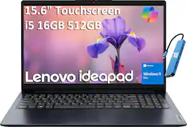 Lenovo - IdeaPad 15.6" FHD Touchscreen Laptop - Intel Core i5 with 16GB Memory - 512GB SSD - Windows 11 Pro - Abyss Blue