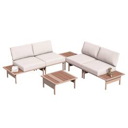 Yardgrace - Mena combined sofa set of 6 outdoor furniture set Modern Fabric Sectional for Family Living Space - Beige