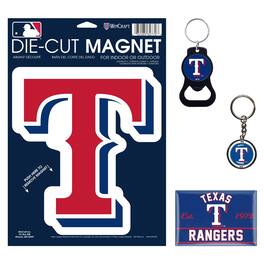 WinCraft - Texas Rangers 4-Pack Key Rings and Magnets Set - Multicolor