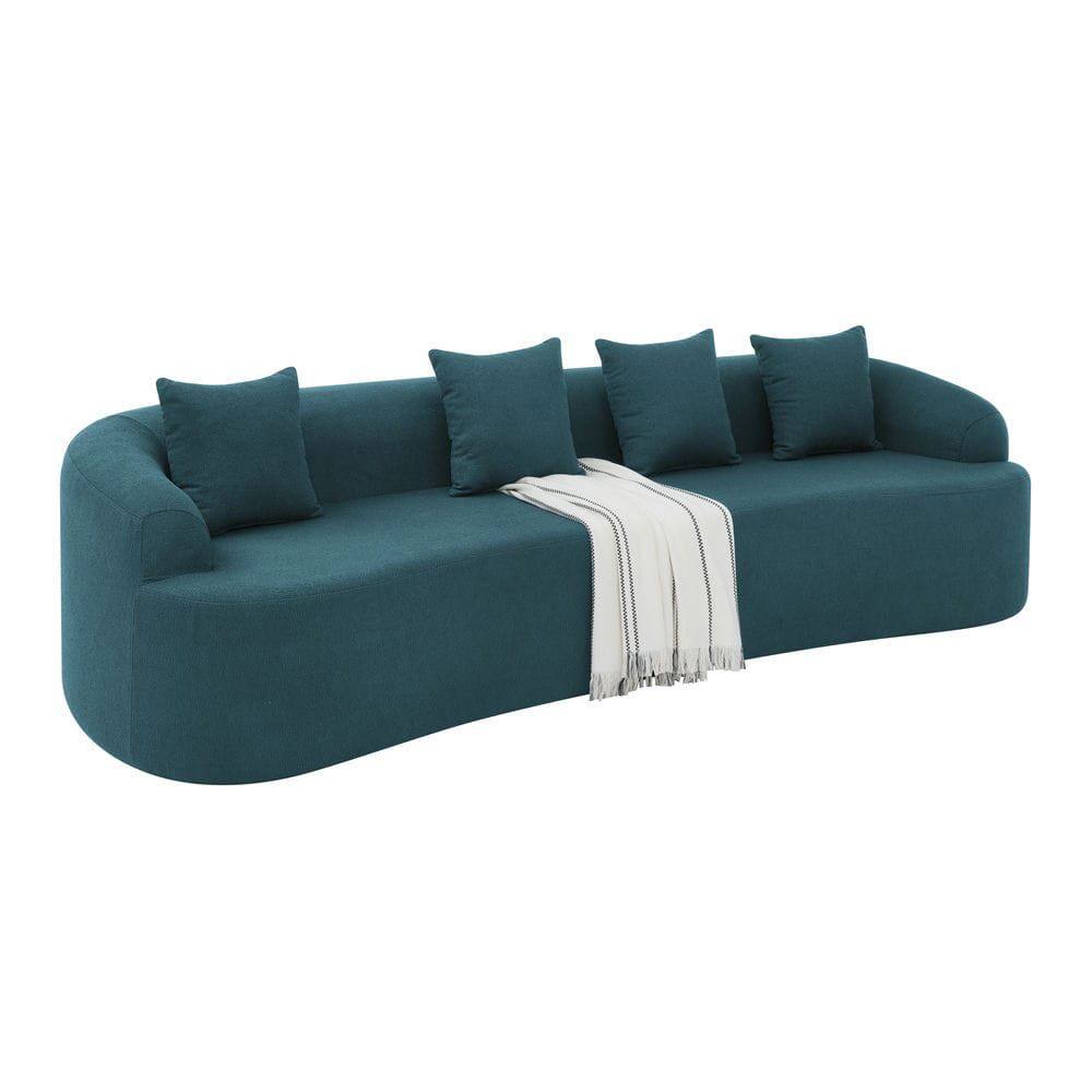 Alt View 6. Kadyn - Curved Modular Sectional Sofa, Modern Design with Lamb's Wool Fabric, Ready to Use No Assembly, Blue - Blue.