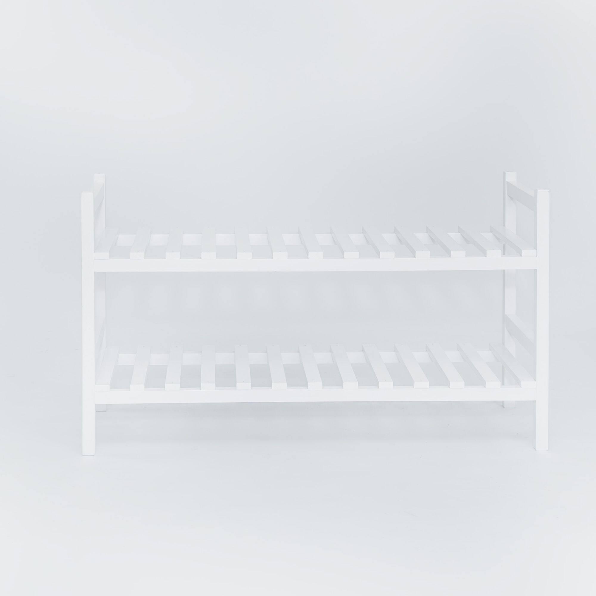 Alt View 7. PJ Wood - PJ Wood Stackable Wood Shoe Rack Organizer Shelf Closet Entryway Bedroom, White - White.