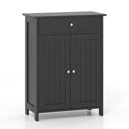 Costway - Bathroom Floor Cabinet Freestanding Storage Organizer with 2 Doors Storage Cabinet - Black
