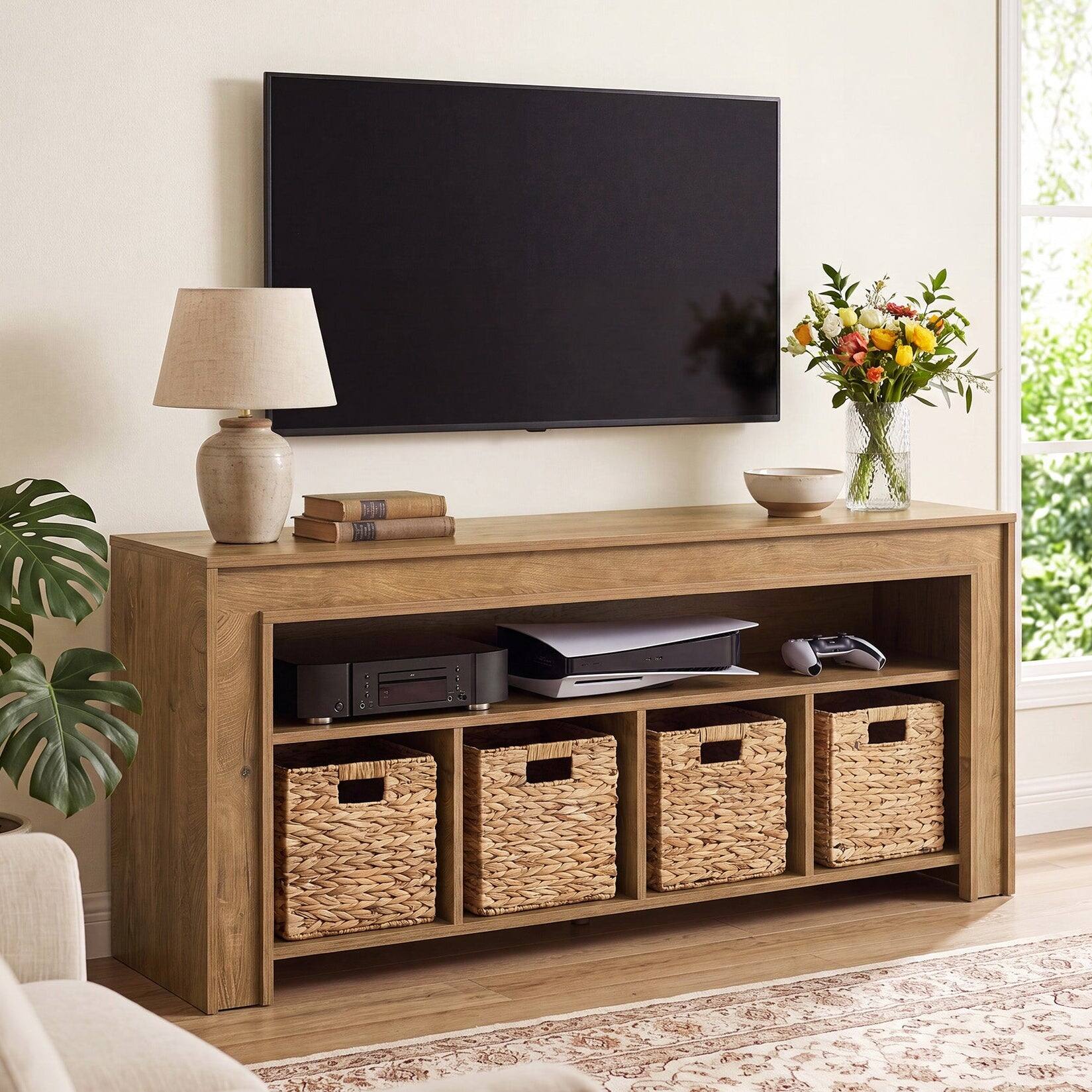Front. Tribesigns - Office Media Console, For Media Equipment and Storage in Meeting Rooms and Reception Areas - Brown.