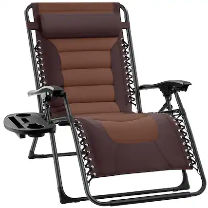 Front. Best Choice Products - Best Choice Products Oversized Padded Zero Gravity Chair, Folding Outdoor Patio Recliner w/ Side Tray - Brown/Caramel - Espresso/Caramel.