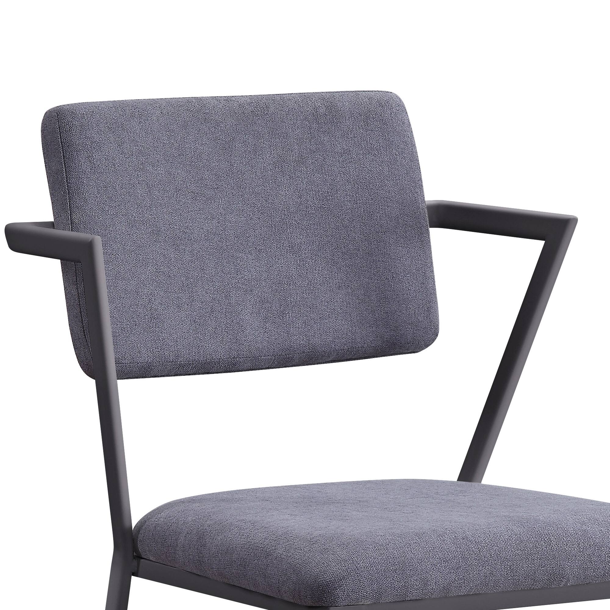 Alt View 3. Manhattan Lane - Metal Chair with Fabric Upholstered Seat and Back - Gray.