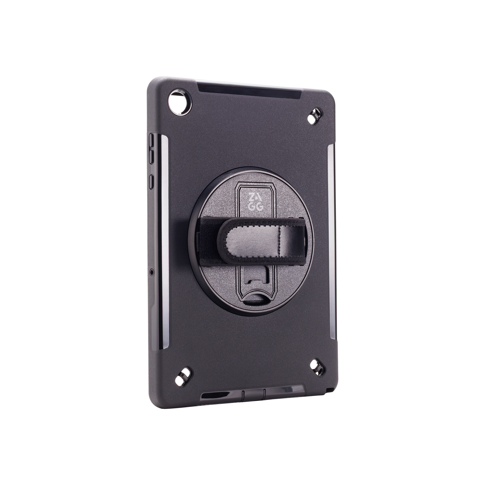 Front. ZAGG - Rugged HandGrip Case with Hand Strap & Kickstand for Samsung Galaxy Tab A11+ - Black.