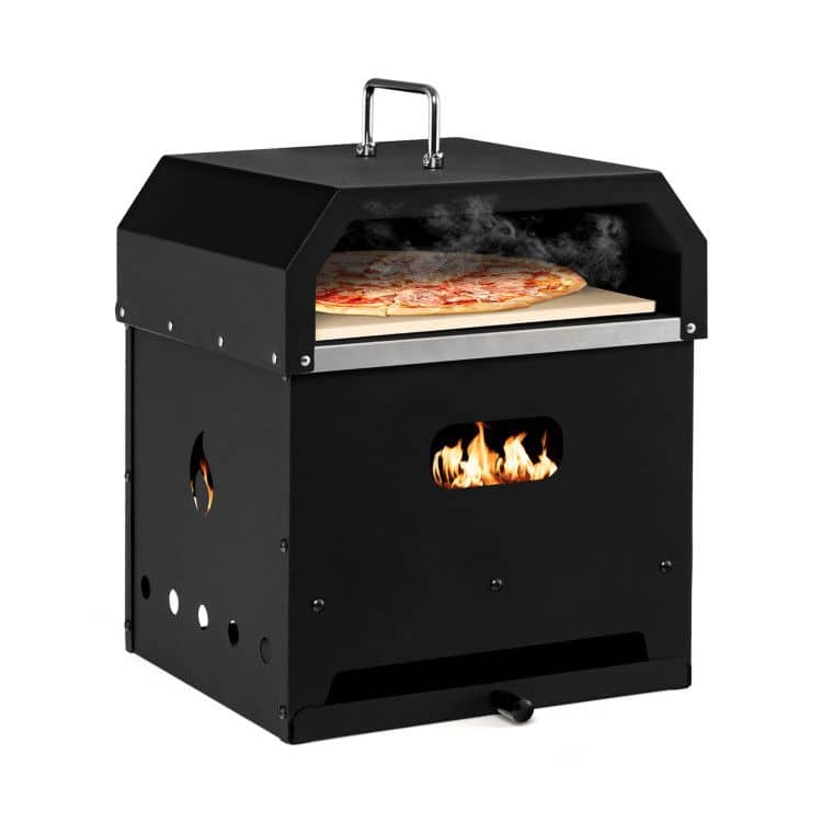 COWLOWN - 4-in-1 Outdoor Portable Pizza Oven with 12-Inch Pizza Stone for Camping Backyard Parties - Black