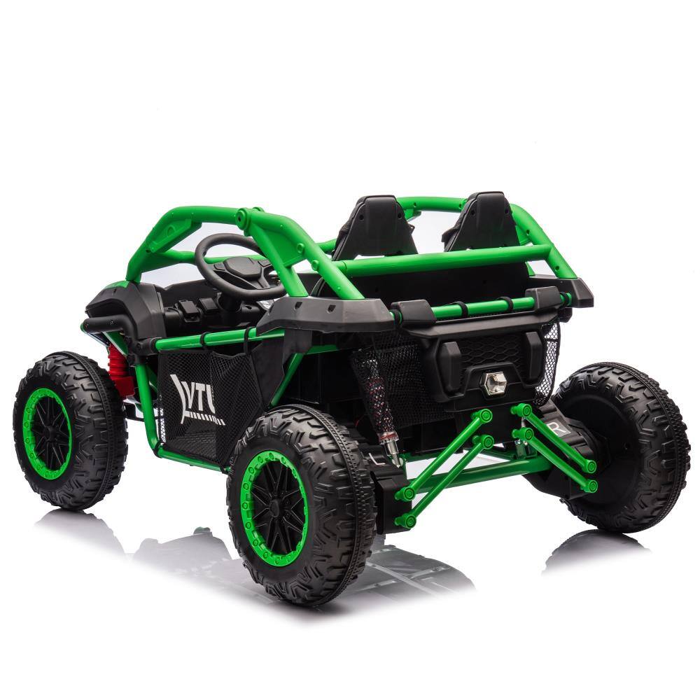Alt View 1. BreeBe - 24V Two-Seater Kids ride on UTV with Parental Control, 400W, Suspension, Bluetooth, USB, LED, Horn, Storage, Ages 3+ - Green.