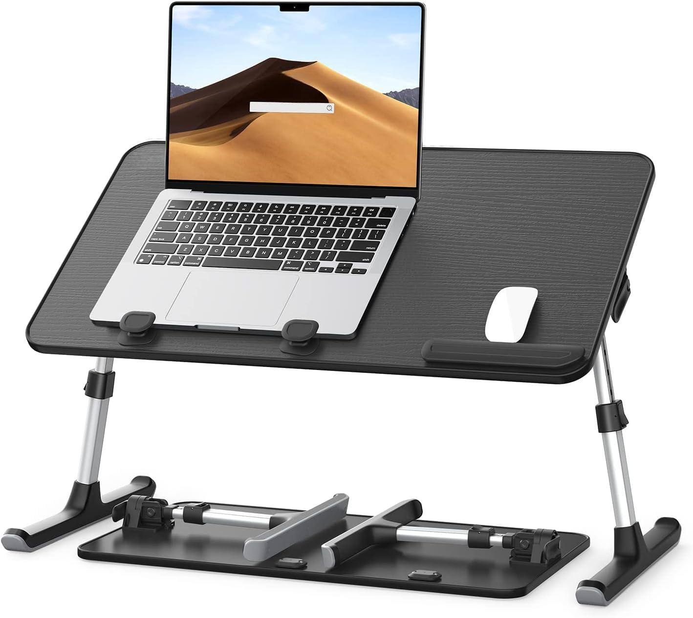 Stylel Star - SAIJI Height & Angle Adjustable Laptop Stand for Bed, Lap Desk Bed Tray Table, Light Weight Foldable Portable Laptop - Black