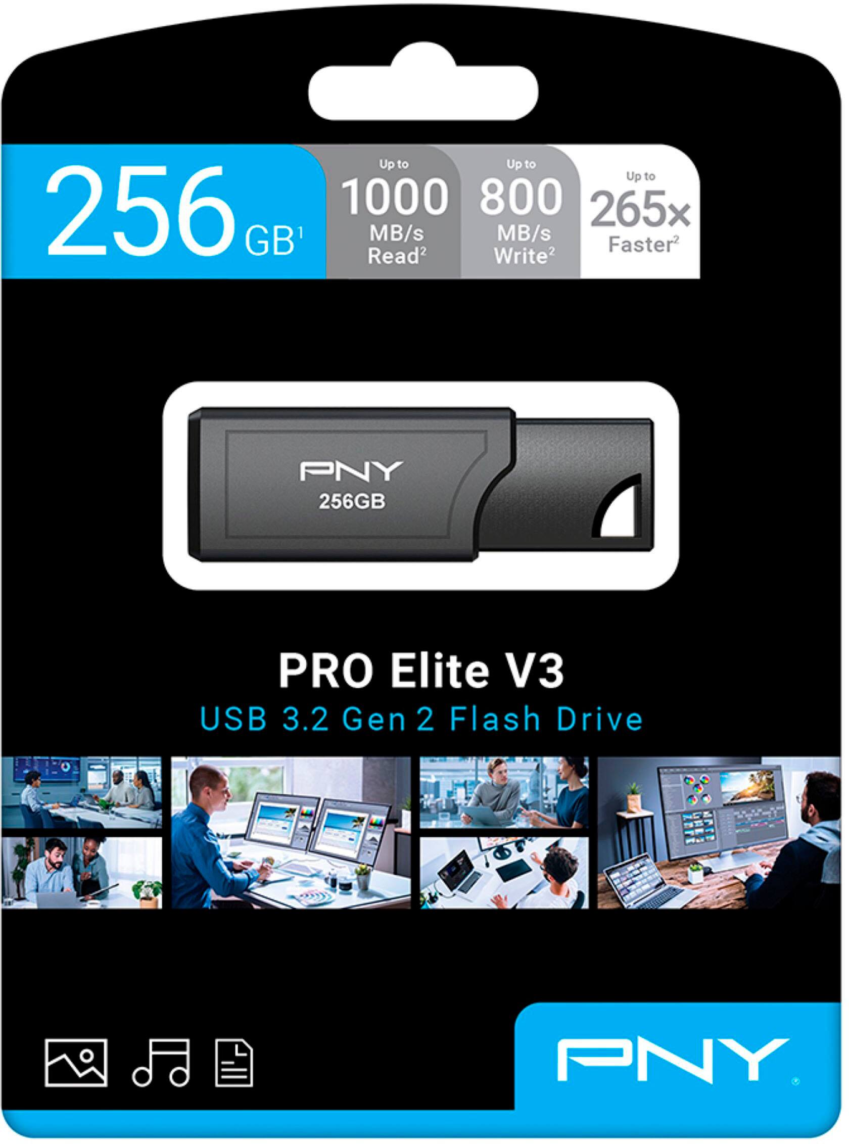 Up to 256GB Up to 1000MB/s Up to 800MB/s Faster Read Write PNY 256GB PRO Elite V3 USB 3.2 Gen 2 Flash Drive