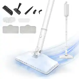 Teendow - 6-in-1 Steam Mop for Floor Cleaning, Multi-Function Steam Vacuum Cleaner for Hardwood Floors and Carpet - White