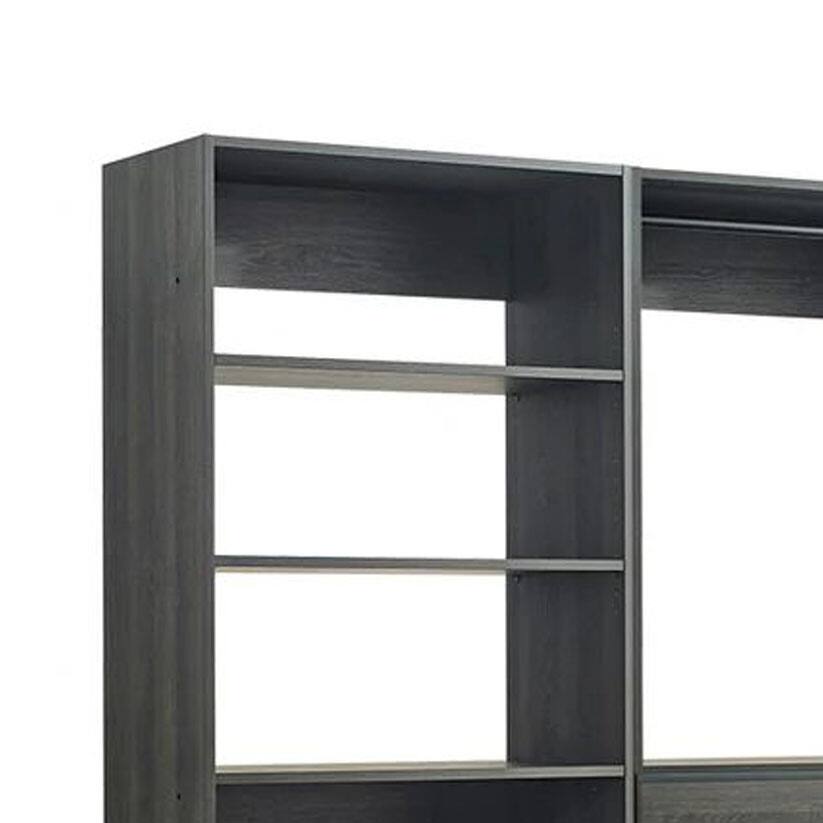 Left. Manhattan Lane - Dee Walk In Closet, Modular Freestanding Storage 9 Shelf 2 Rods Black - Black.