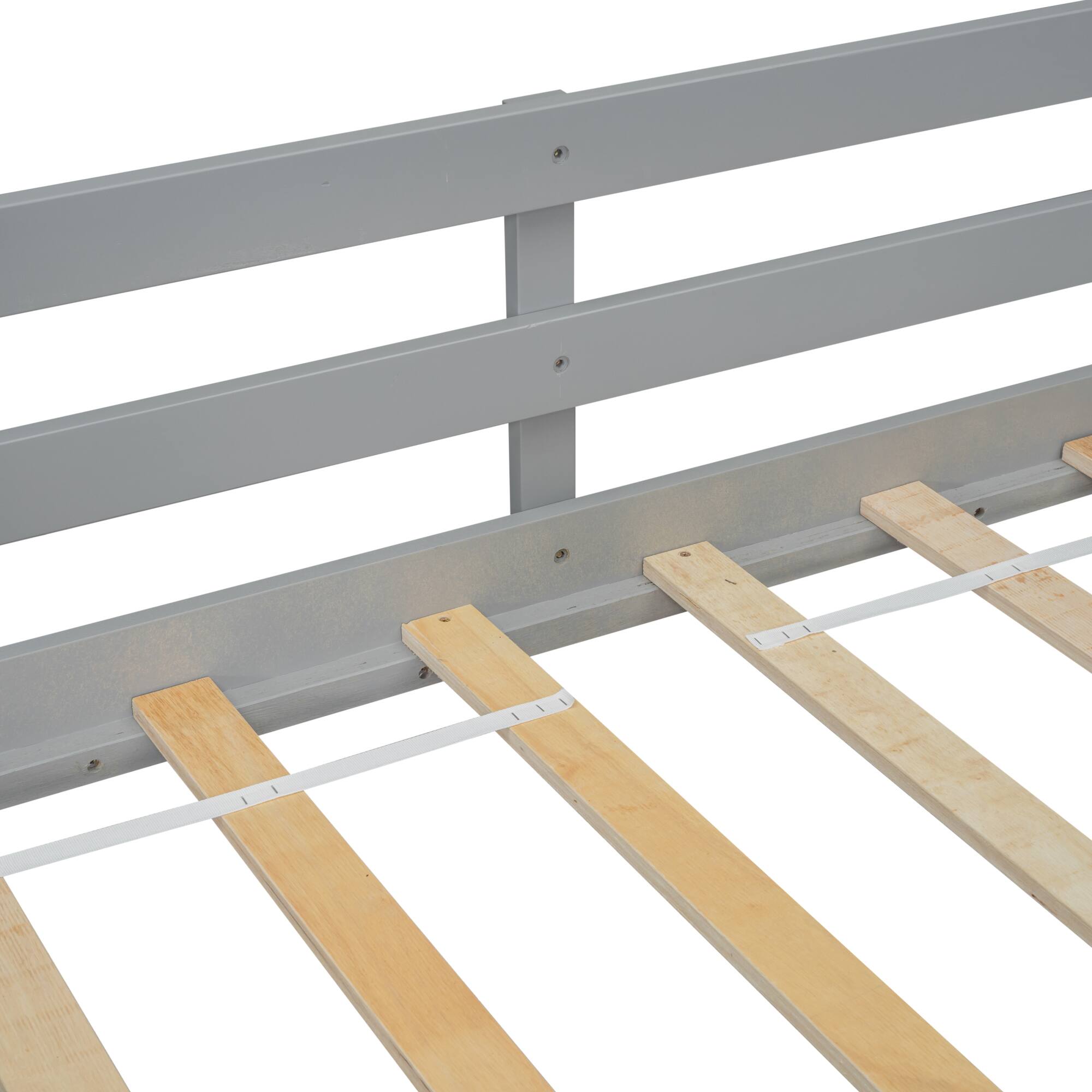 Alt View 4. GOODSILO - Low Loft House Bed with Slide and Ladder for Kids Featuring Safety Guardrails and Play Space - Grey.