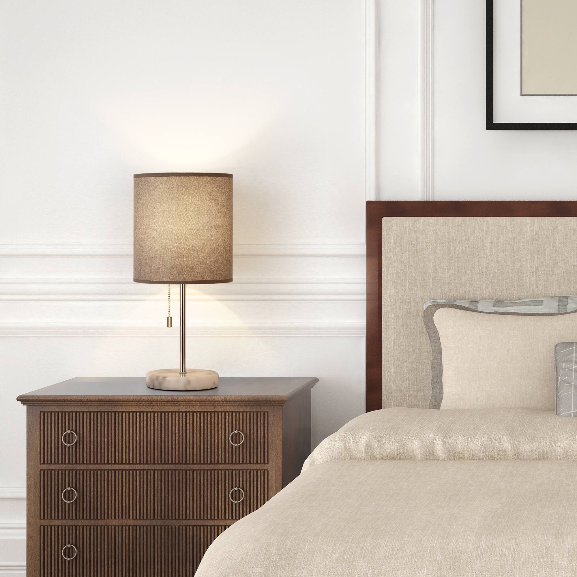 Alt View 2. Oumilen - Bedroom Bedside Table Lamp Marble Desk Light Nightstand Lamp Pull-Chain Switch.