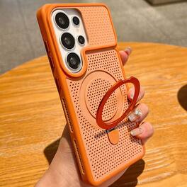 Dteck - Heat Dissipation Case for Samsung Galaxy S26 Ultra,Slim Matte Hidden Foldable Kickstand Cover,Shockproof Hard Shell - Orange
