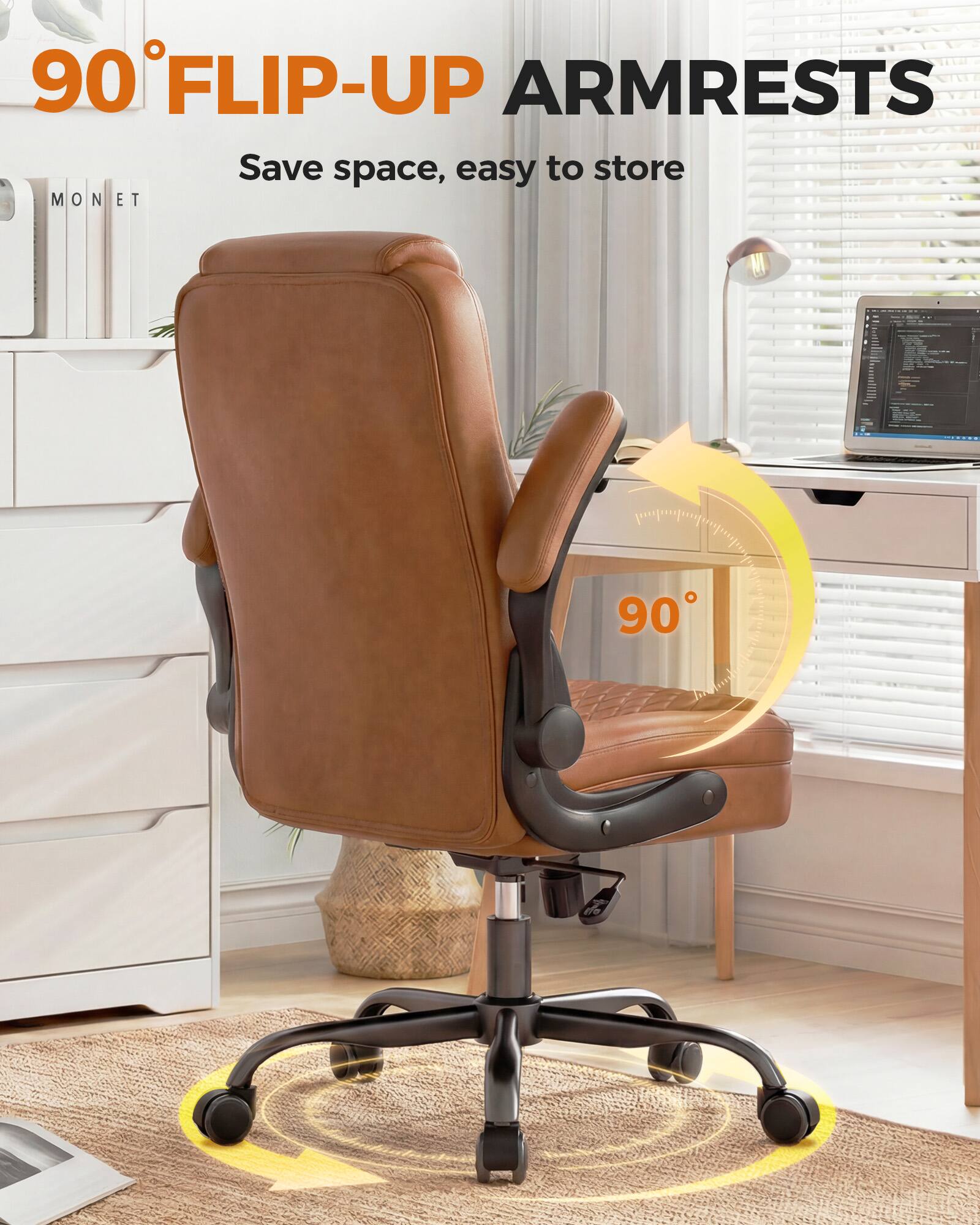 90° FLIP-UP ARMRESTS  
Save space, easy to store