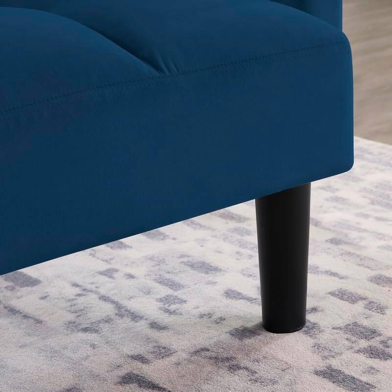 Alt View 7. Trinkets Crazed - Velvet Futon Couch Convertible Folding Sofa Bed Tufted Couch for Apartment  - blue.