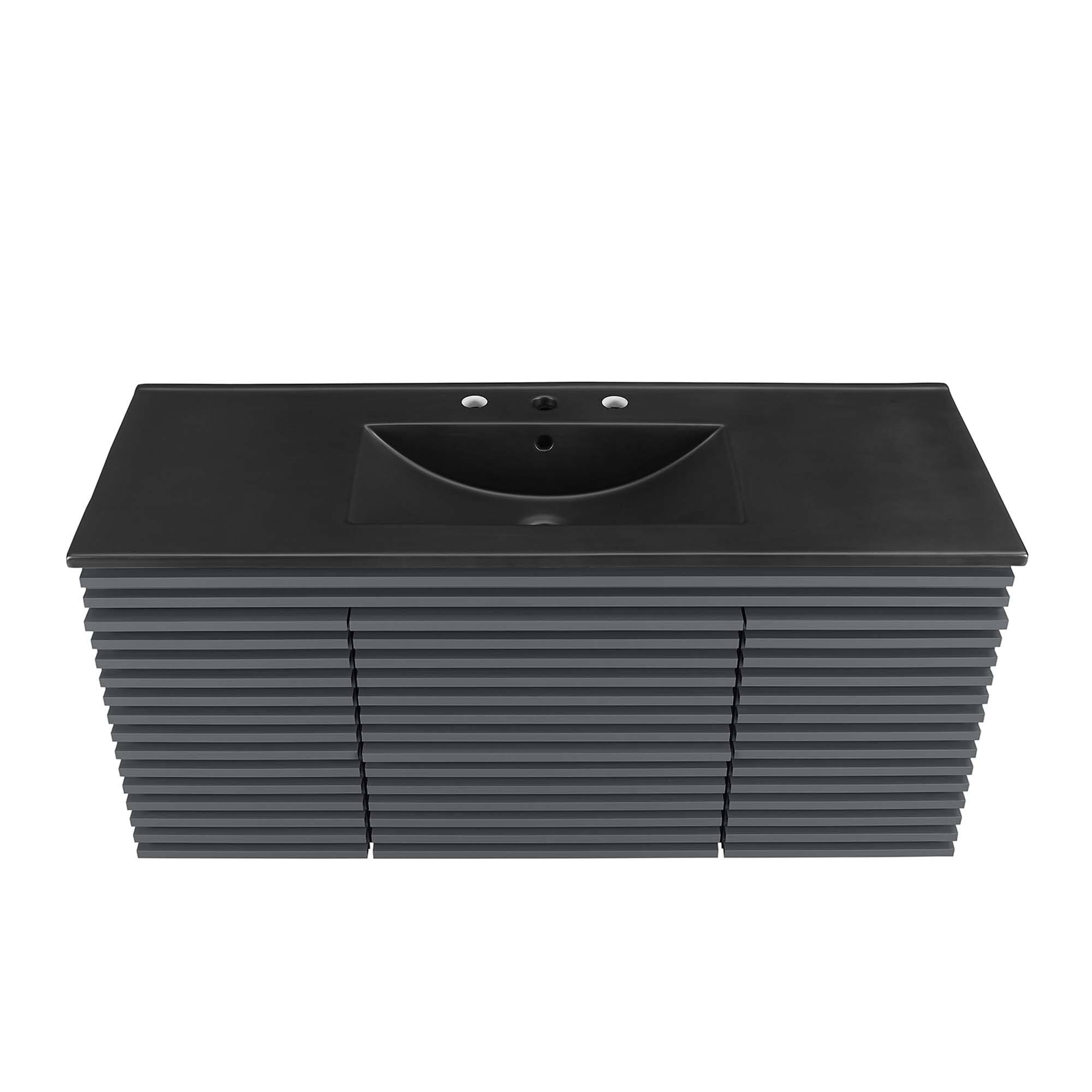 Alt View 3. Modway - Render 48" Wall-Mount Bathroom Vanity Basin Included by Modway - Gray Black.