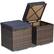 Front. Costway - 2PCS Patio Rattan Ottomans Seat Side Table Storage Box Footstool with Cushions - Navy + Mix Brown.