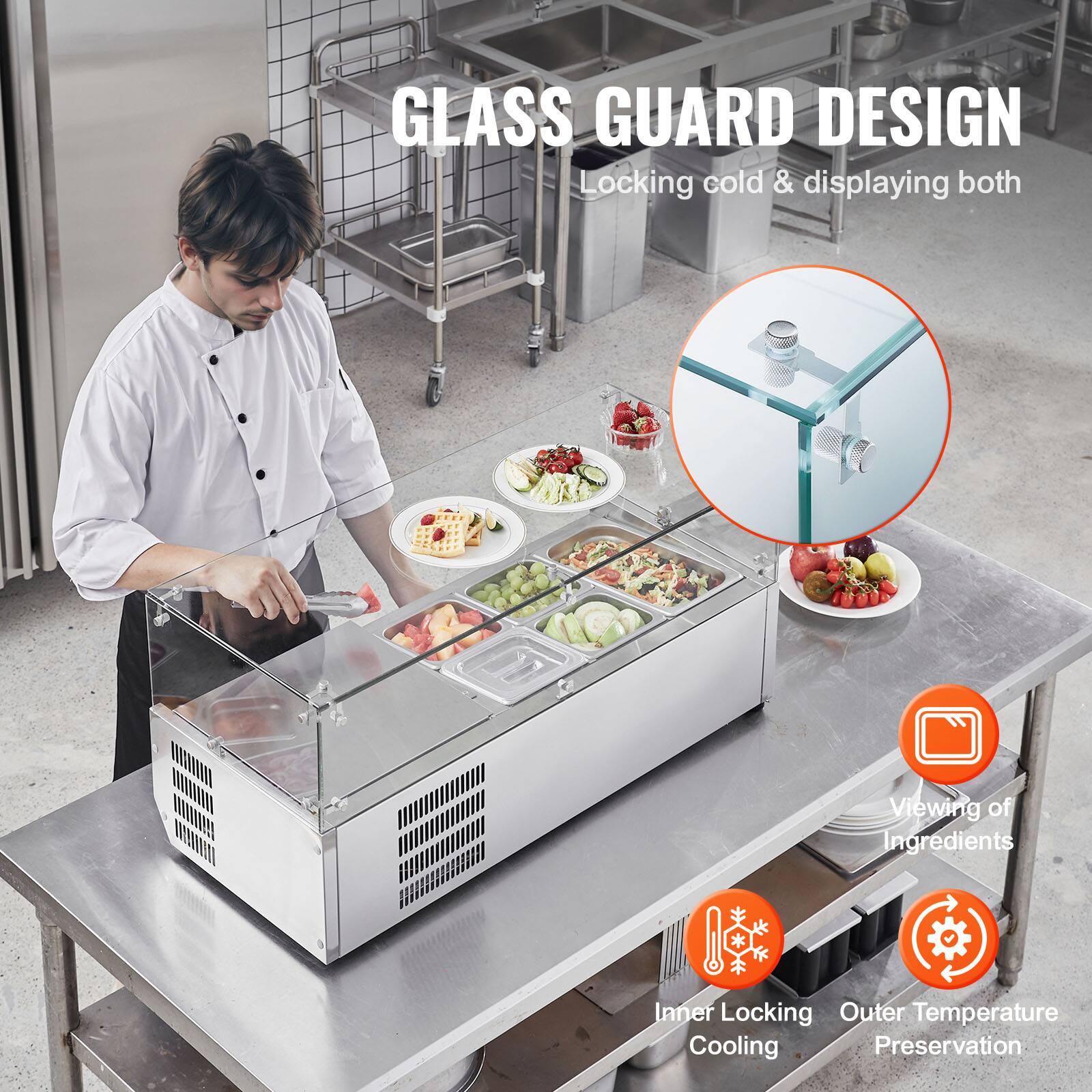 GLASS GUARD DESIGN  
Locking cold & displaying both  

- Viewing of Ingredients  
- Inner Locking Cooling  
- Outer Temperature Preservation