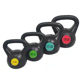 BalanceFrom Fitness - Home Gym Vinyl Coated Solid Cast Iron Kettlebell Weight Set - Multicolored