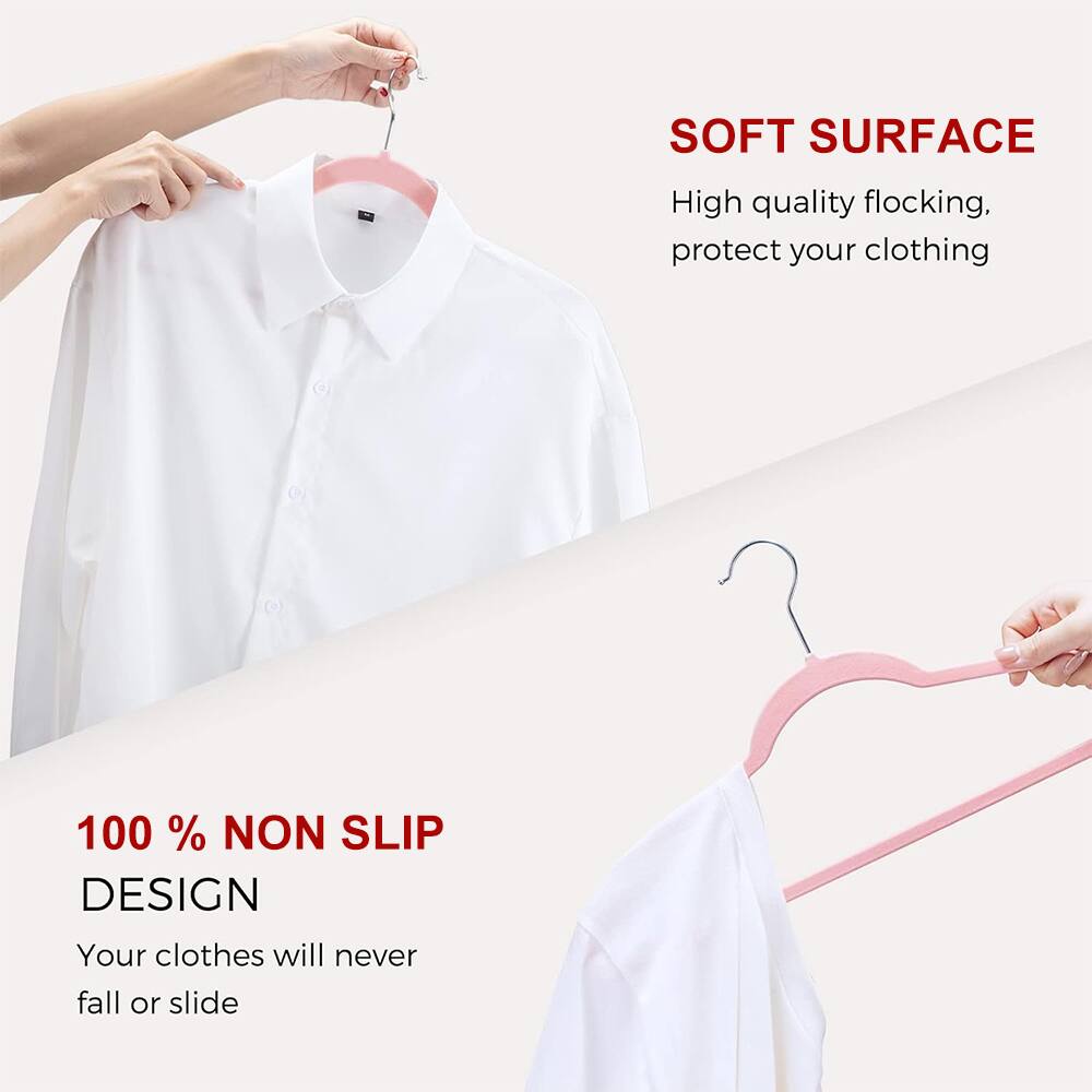 **SOFT SURFACE**  
High quality flocking, protect your clothing

**100% NON SLIP DESIGN**  
Your clothes will never fall or slide