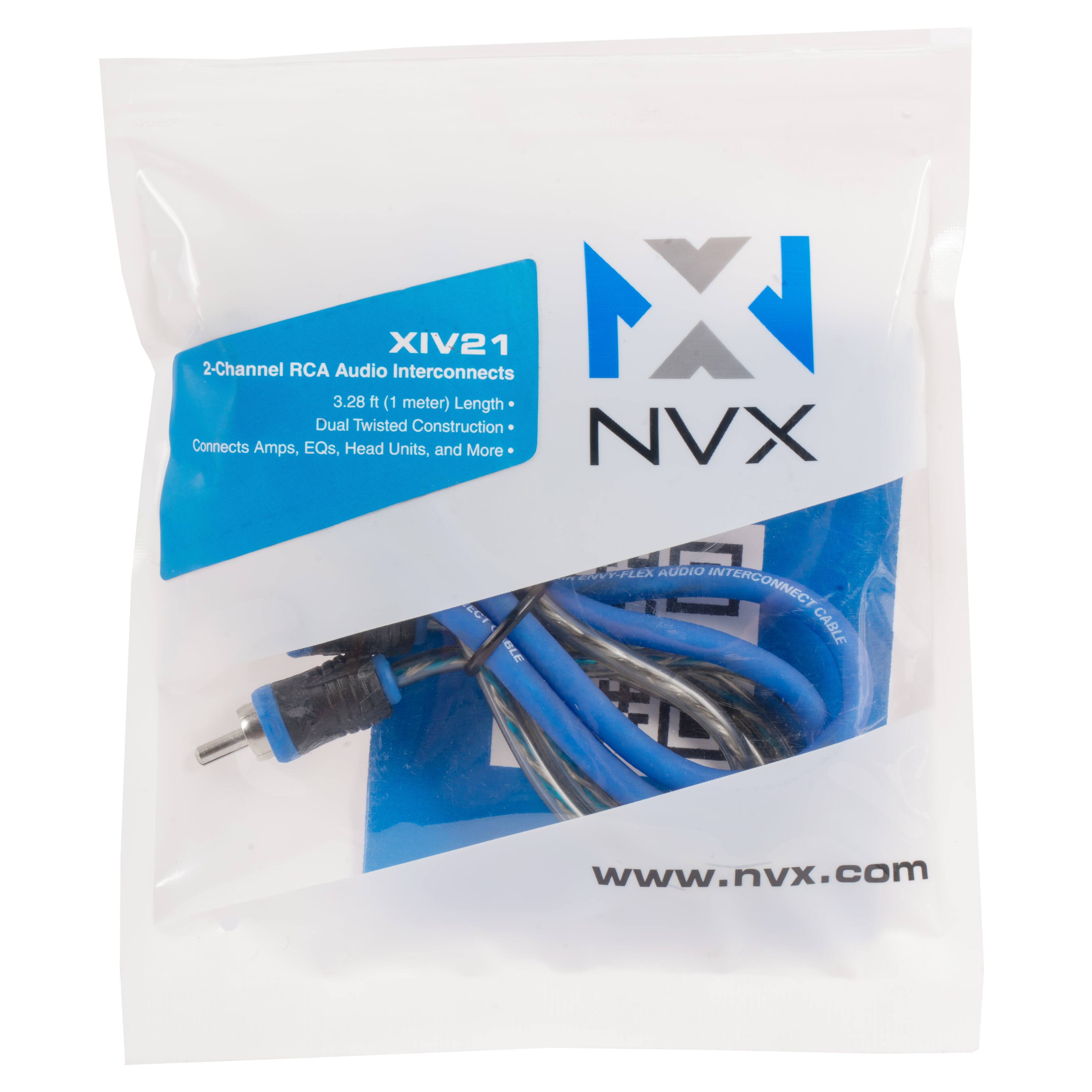 2-Channel RCA Audio Interconnects  
XIV21  
3.28 ft (1 meter) Length  
Dual Twisted Construction  
Connects Amps, EQs, Head Units, and More  
NVX  
www.nvx.com
