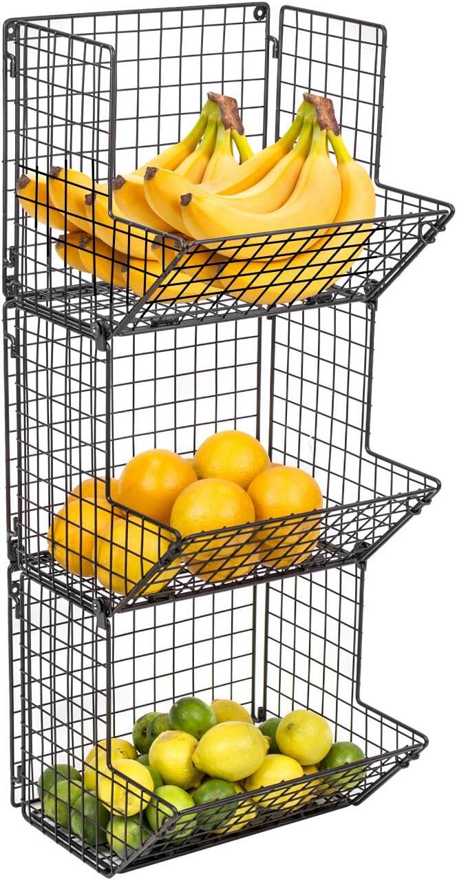 Sorbus - 3-Tier Fruit Basket Stand - for Kitchen Storage, Great for Produce Fruits and Vegetables & Potatos - Black