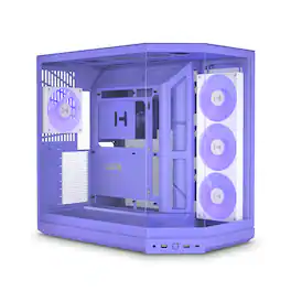 HYTE - Y50 RGB - Essential Aesthetic Gaming PC Case - 4 Included ARGB Fans (1x 120mm + 1x 360mm Reverse) - Purple