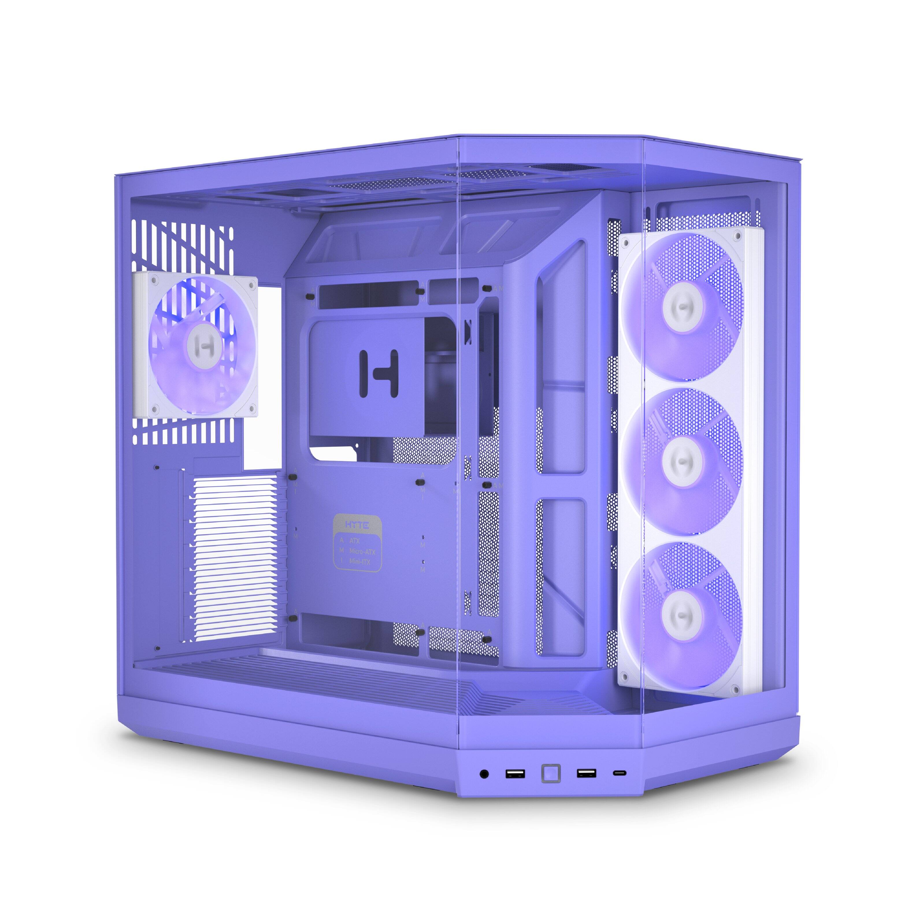 HYTE - Y50 RGB - Essential Aesthetic Gaming PC Case - 4 Included ARGB Fans (1x 120mm + 1x 360mm Reverse) - Purple