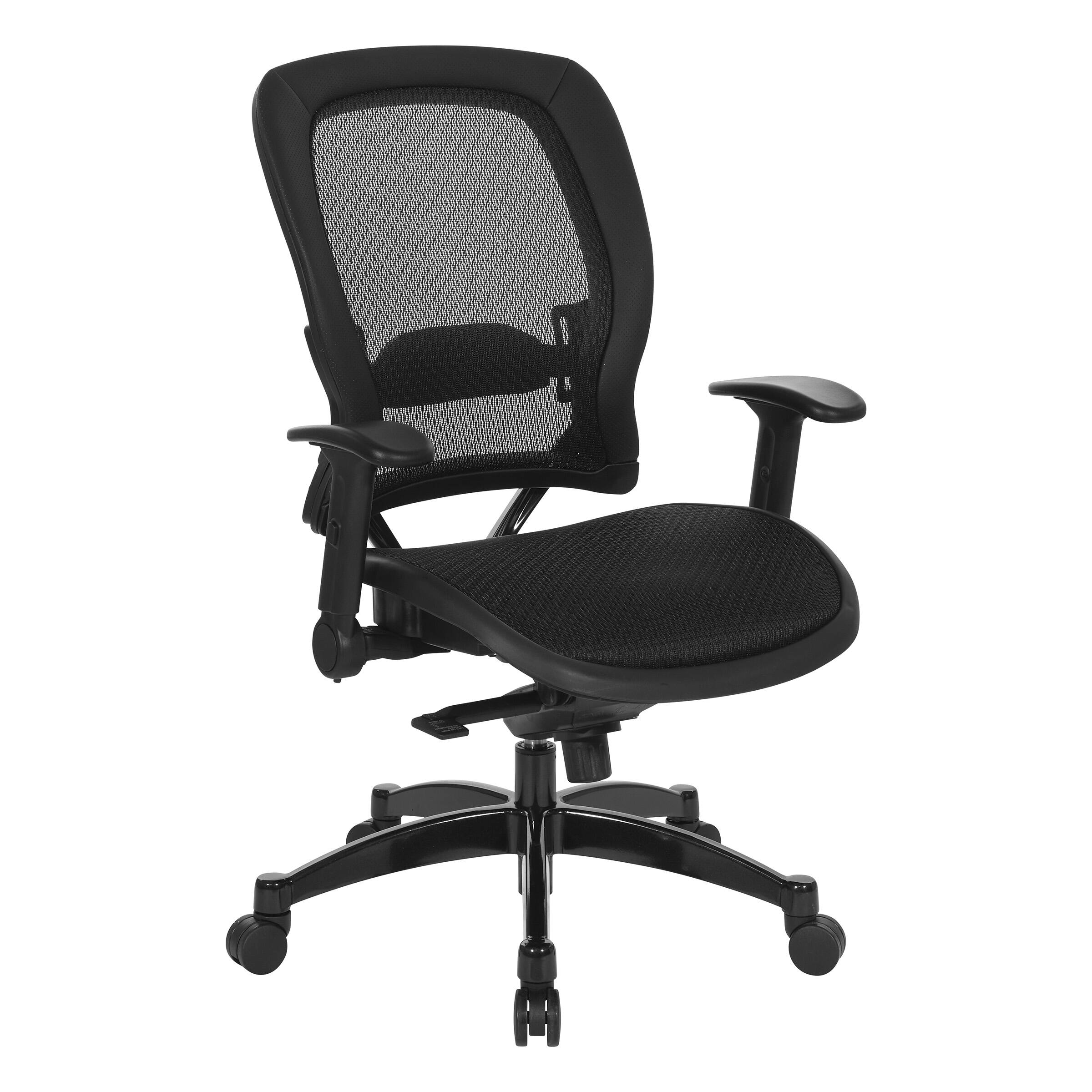 Angle. OSP Home Furnishings - Manager's Black Breathable Mesh - Black.