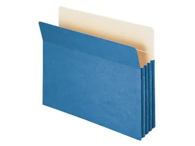 Front. Smead - Smead File Pockets, 3.5" Expansion, Letter Size, Blue (73225) - Blue.