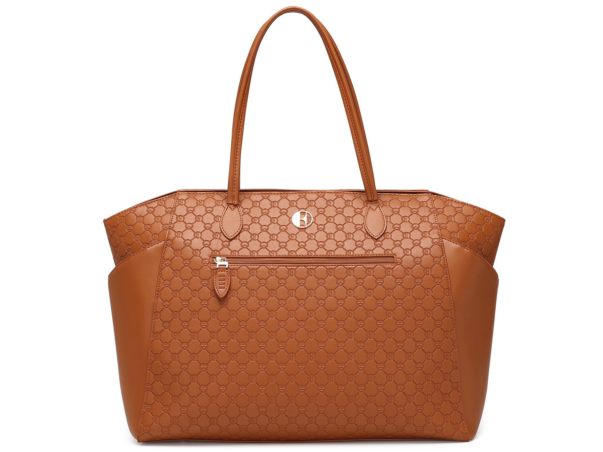 Alt View 5. Elle - ELLE Compass 32L Vegan Leather Monogram Weekender Duffel Bag | Brown - Brown.